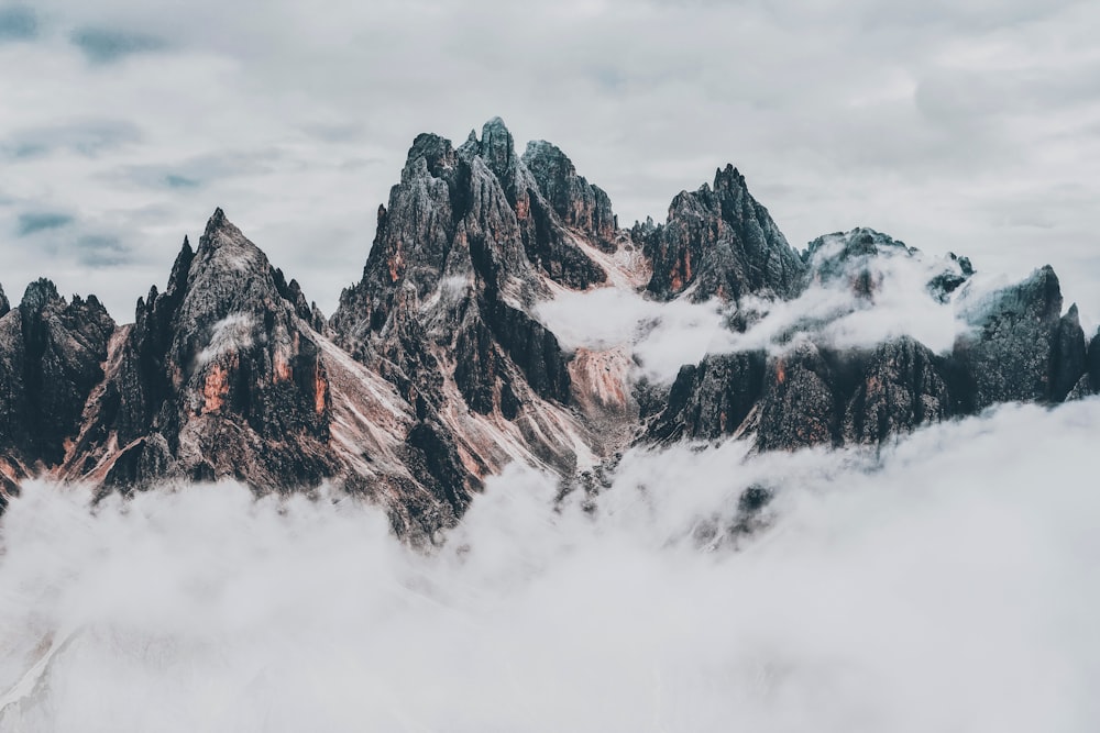 a close up of a snow covered mountain