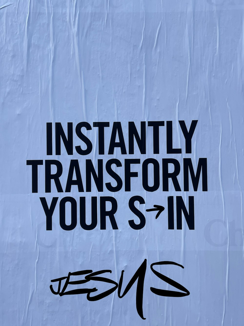 a sign that says, instantly transform your s'in