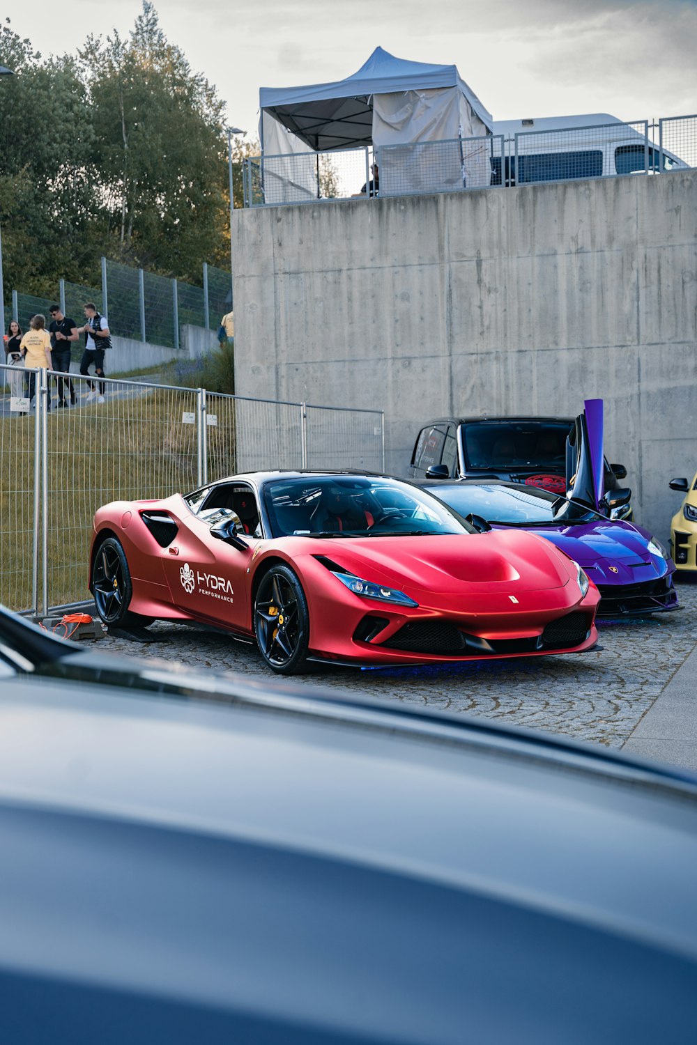 a couple of cars parked next to each other