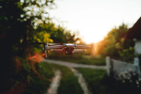 a remote controlled flying device in the air
