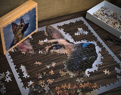 a puzzle with a picture of a dog on it