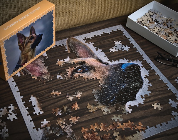 a puzzle with a picture of a dog on it