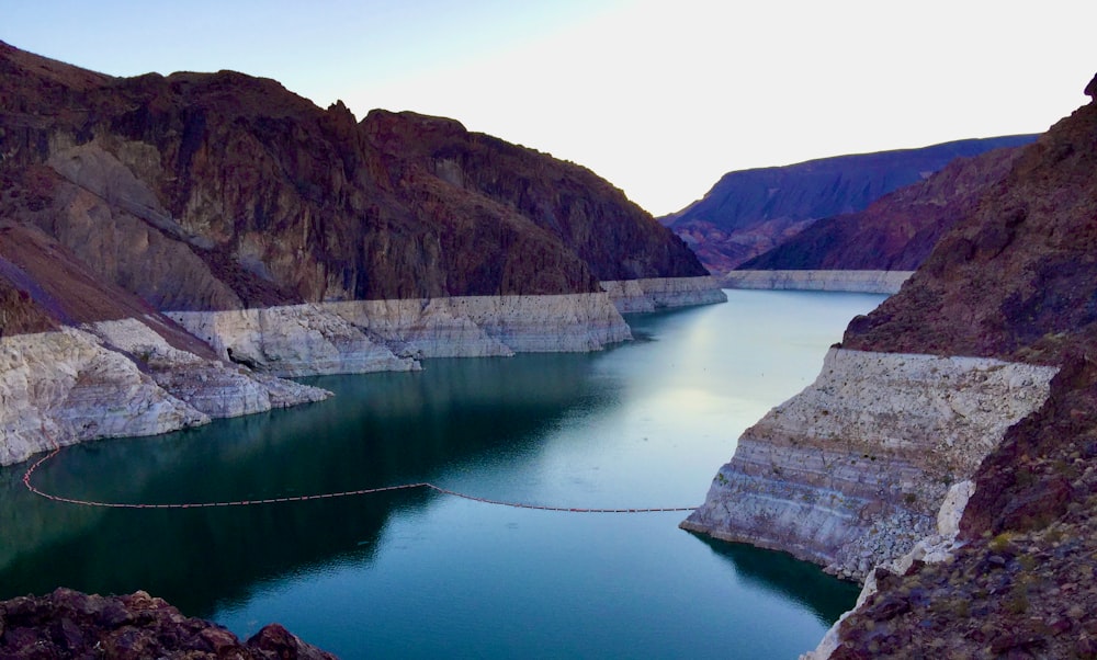 a large body of water surrounded by mountains