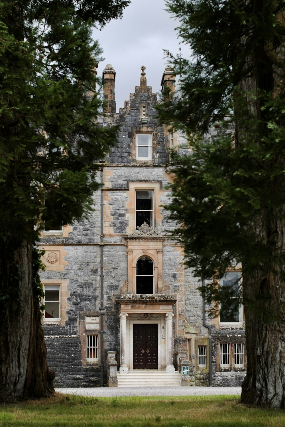 a large building with a clock on the front of it