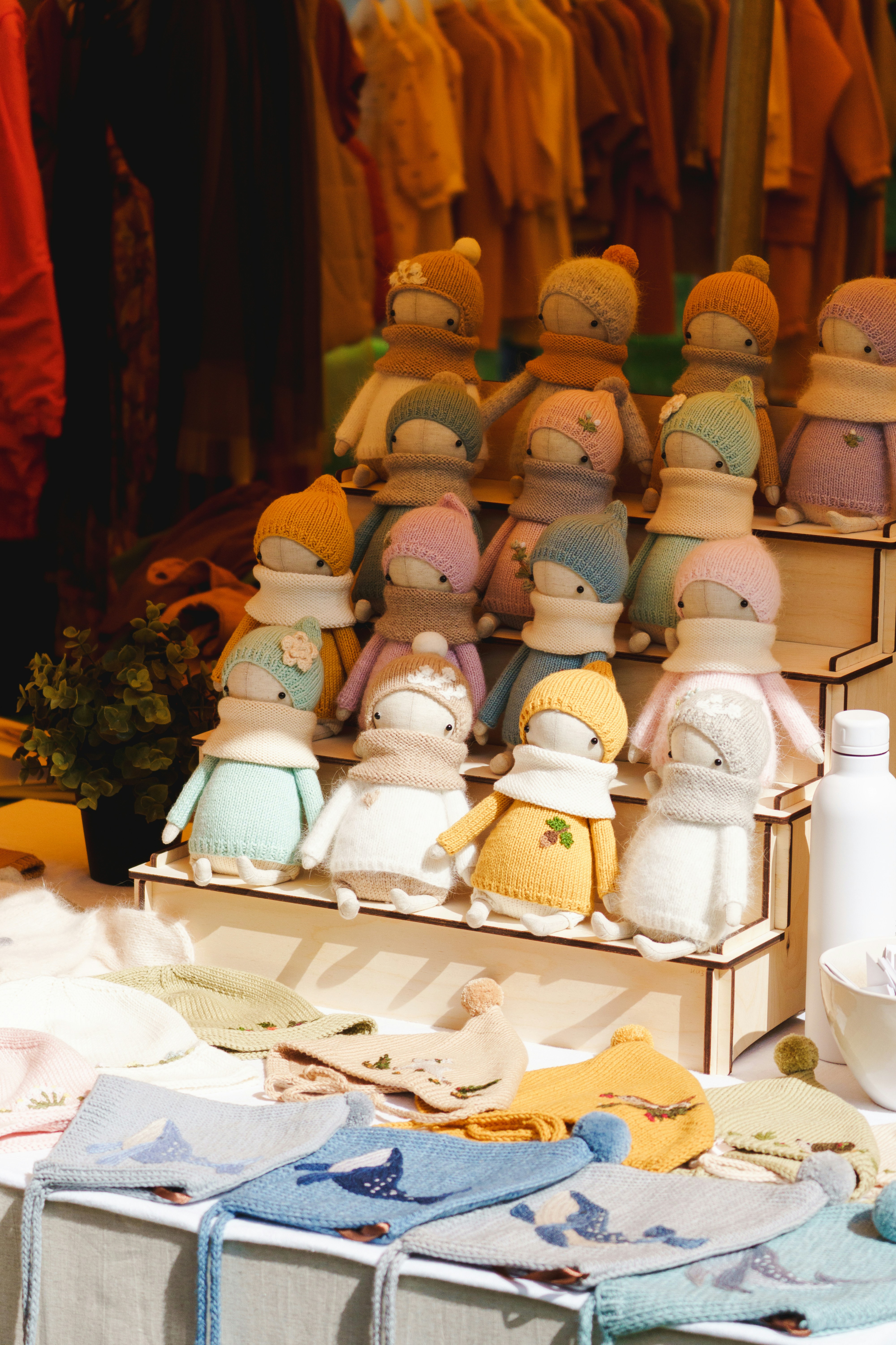 a bunch of stuffed animals that are on a table