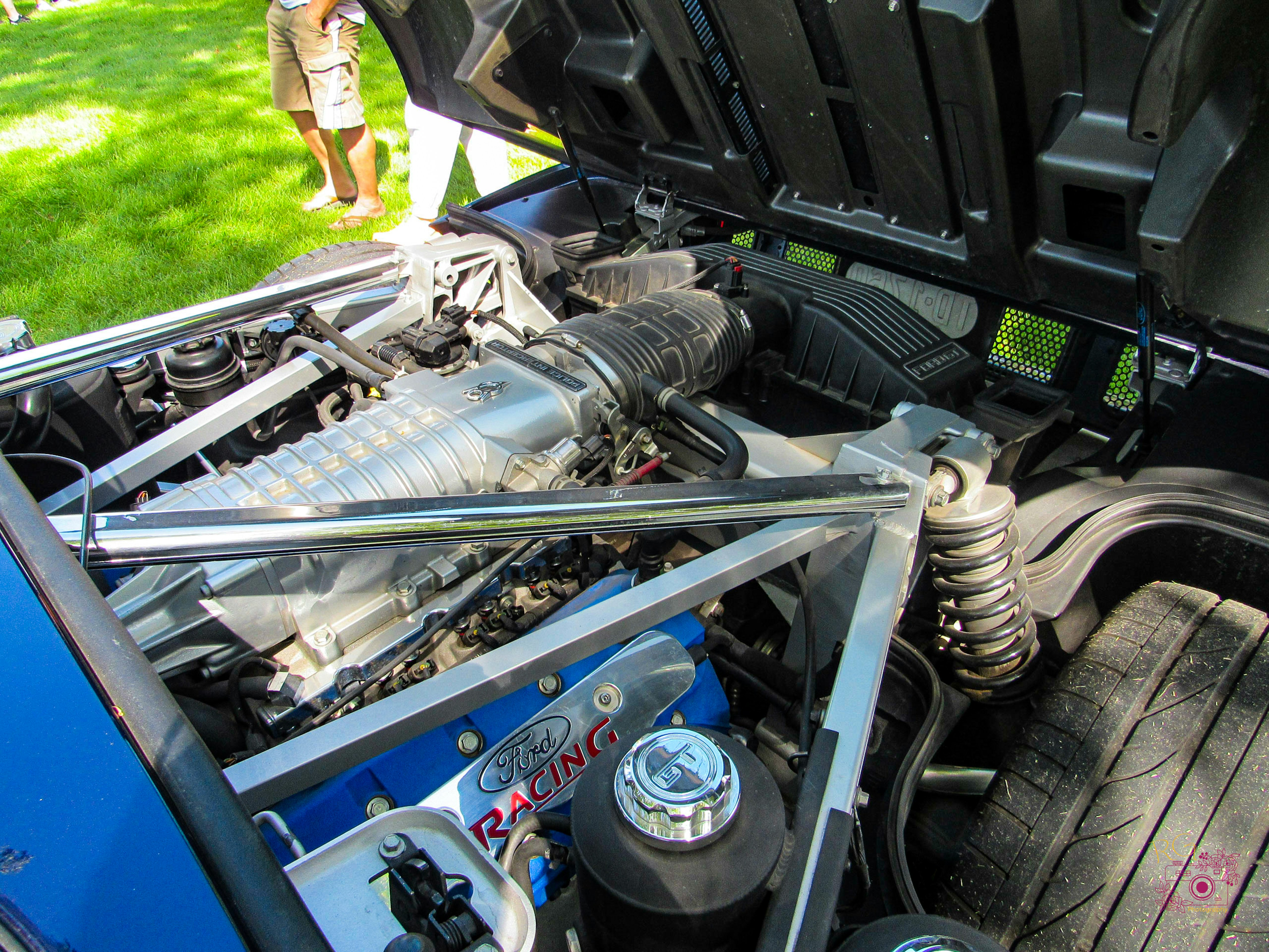 a close up of the engine of a car