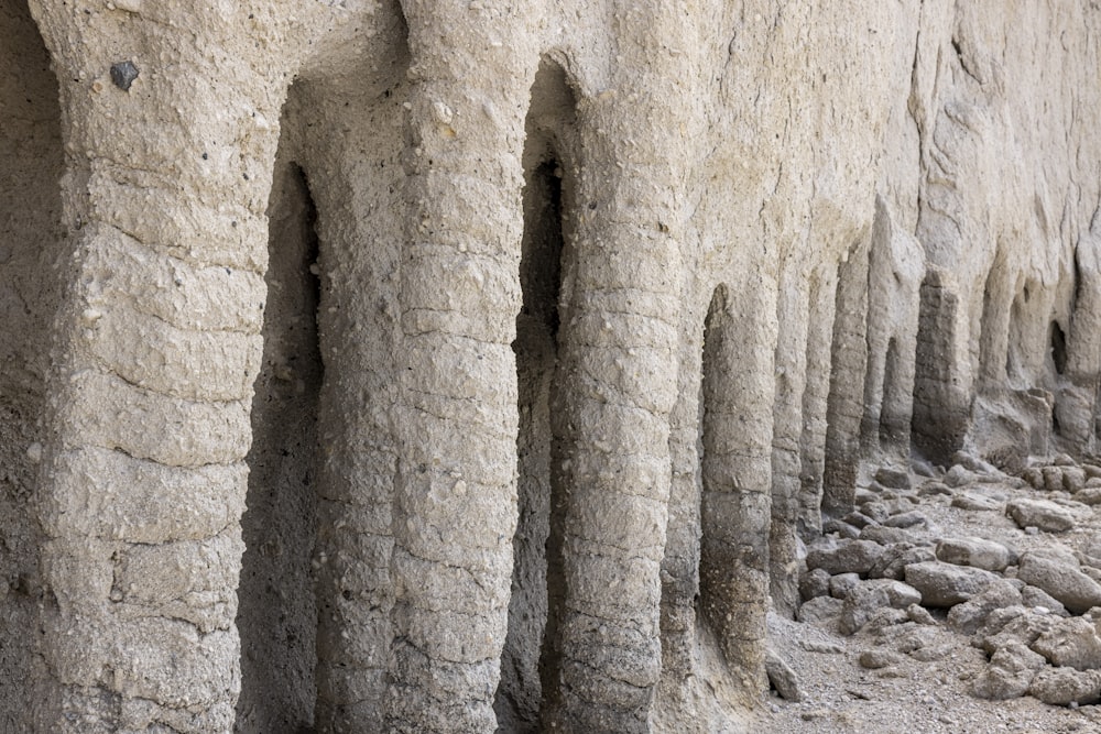 a long line of rock formations in a desert