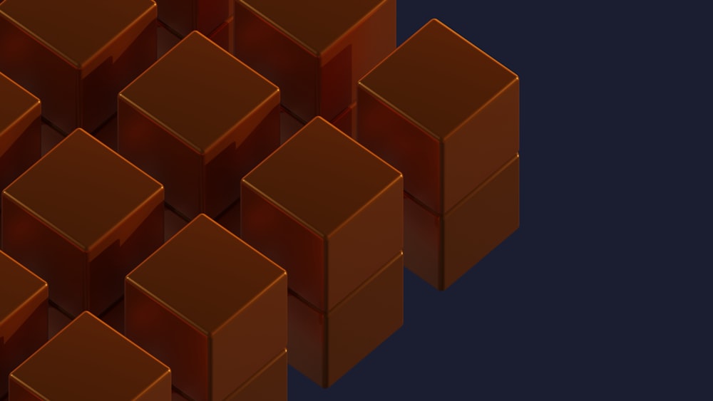 a group of brown cubes sitting next to each other