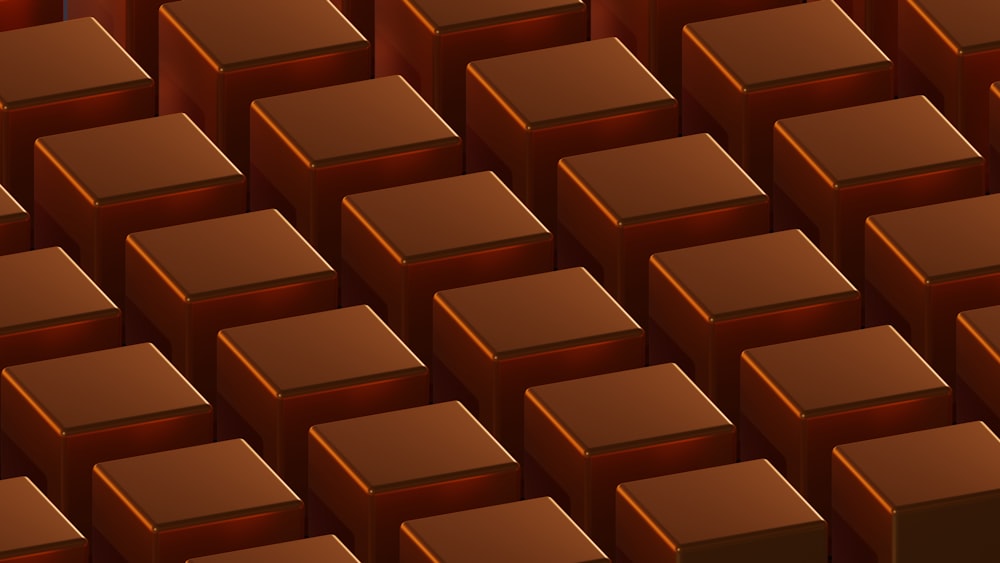 a very large group of brown square objects
