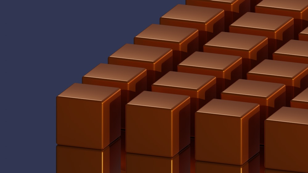 a group of brown cubes sitting on top of each other