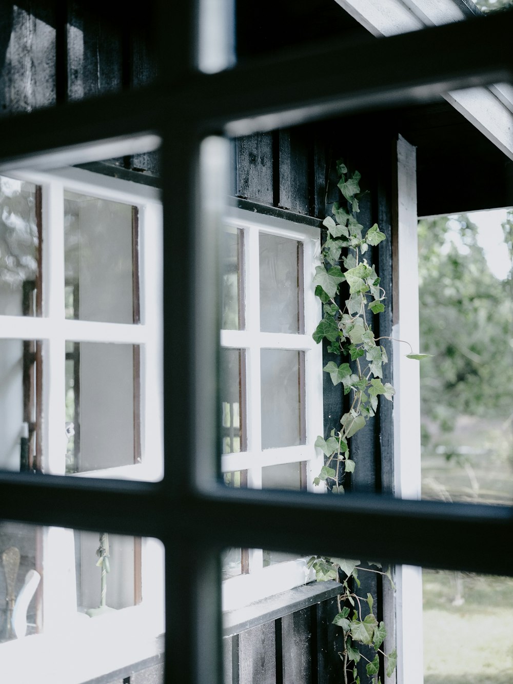 a view of a house through a window