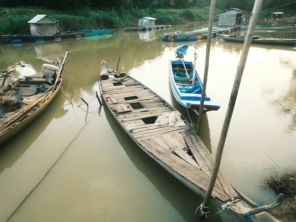 a couple of boats that are sitting in the water