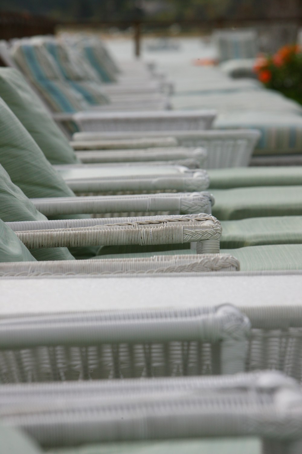 a row of chairs sitting next to each other