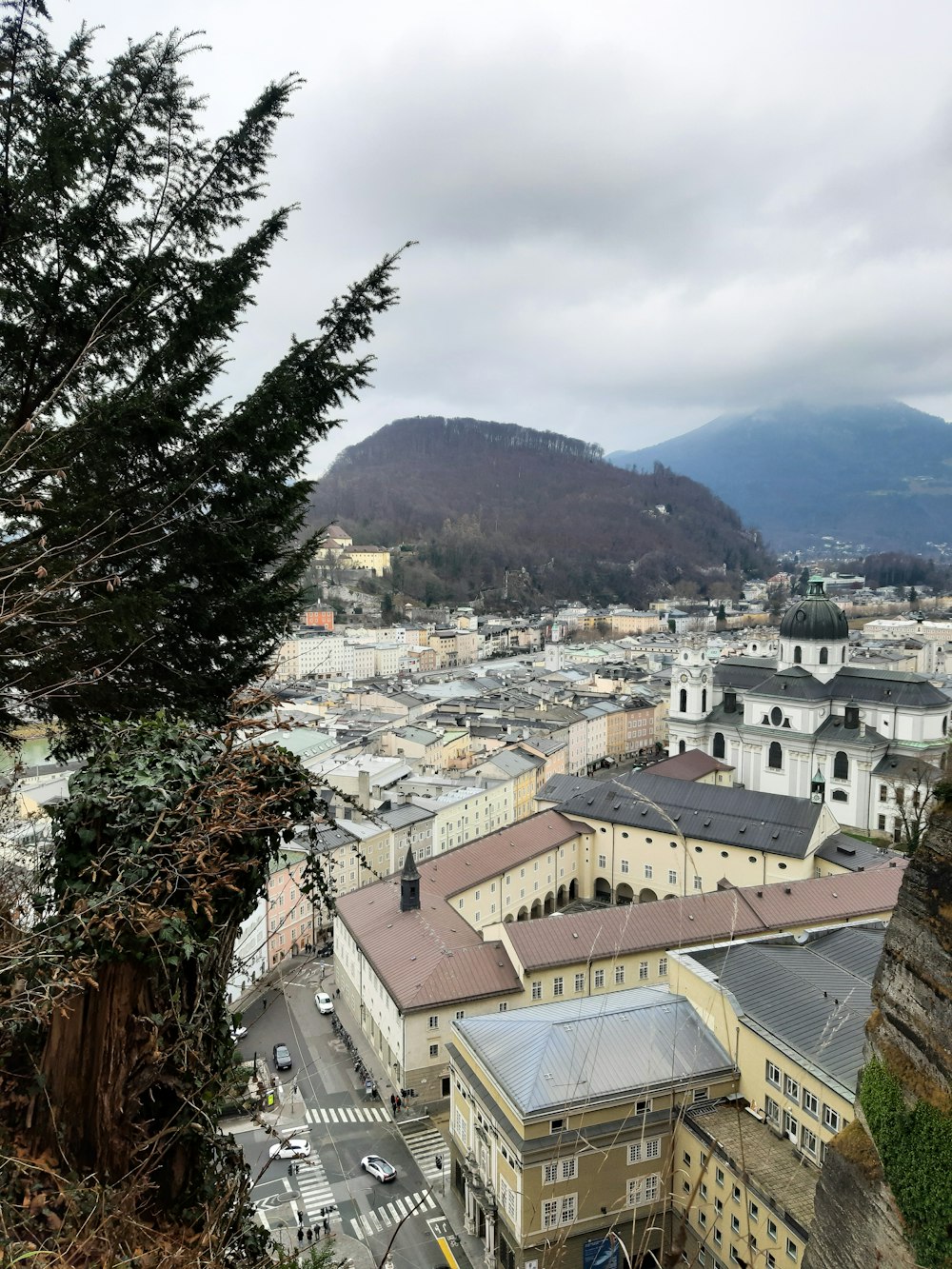 a view of a city from a hill