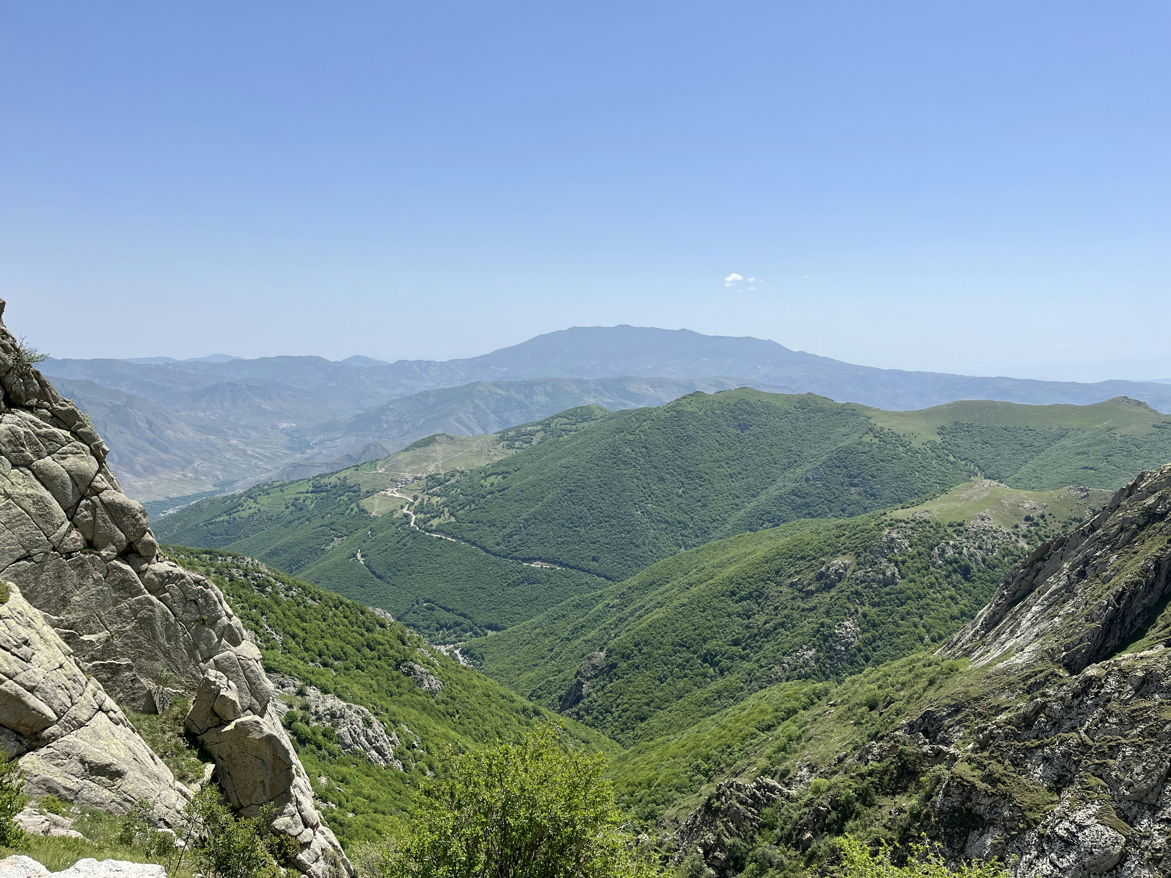 a view of the mountains from a high point of view, a view of arasbaran forests from the top of the "babak" castle which is located at northwest of Iran.