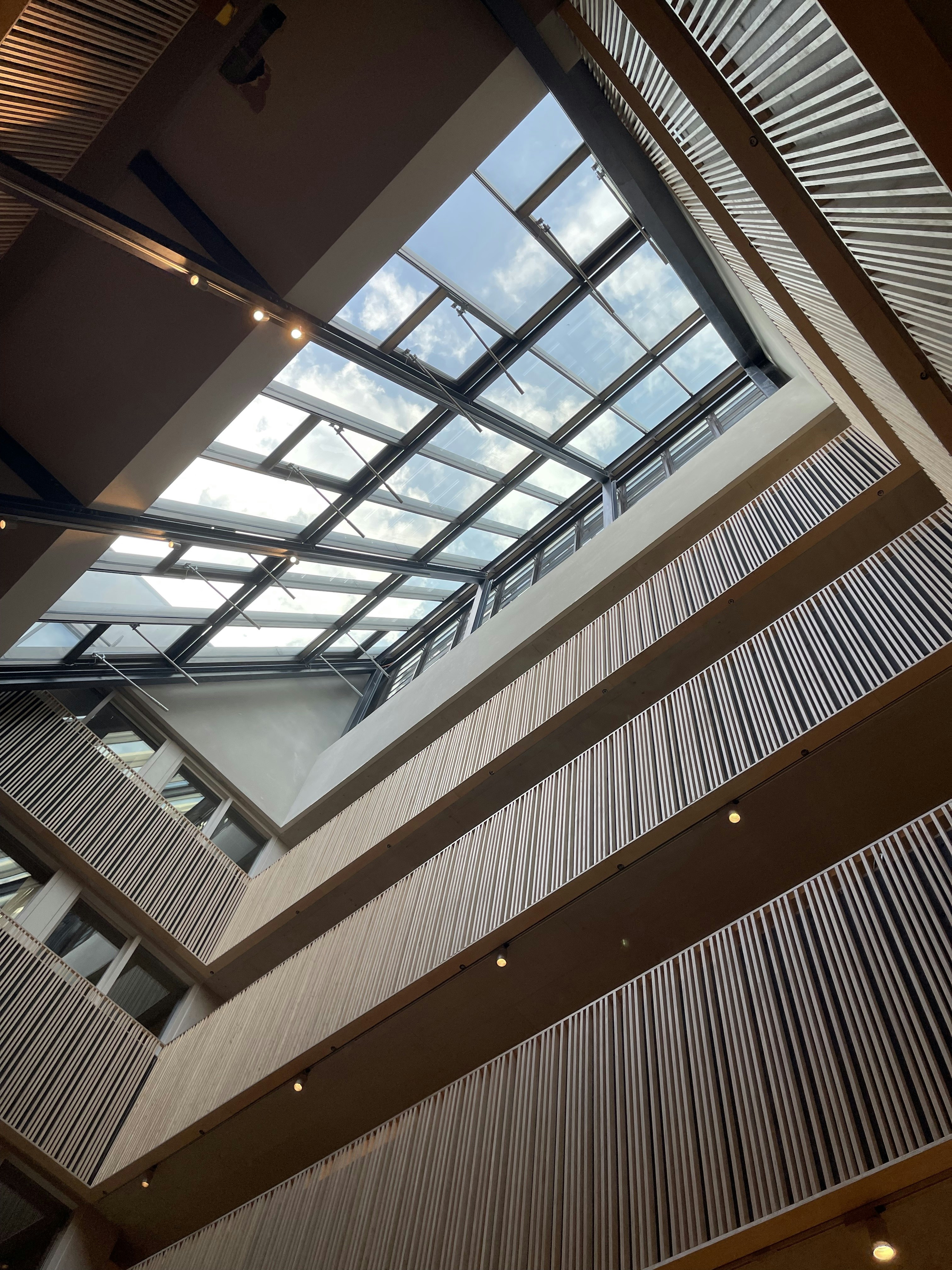 a very tall building with a skylight above it