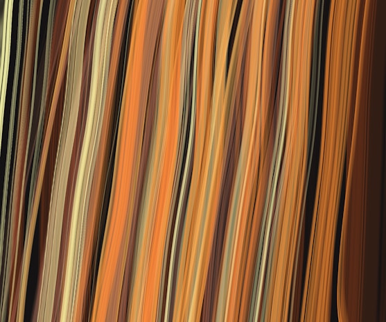 Earthy abstract art featuring flowing lines in dark brown and muted orange tones.