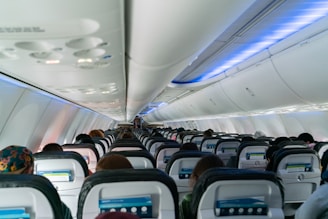a view of the inside of an airplane