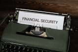 a close up of a typewriter with a sign on it