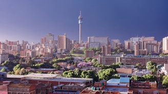 a view of a city with tall buildings