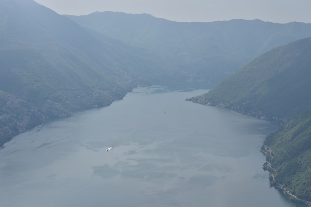 a large body of water surrounded by mountains