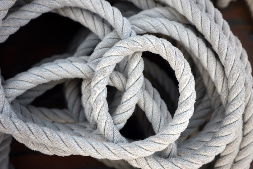 a close up of a bunch of white rope