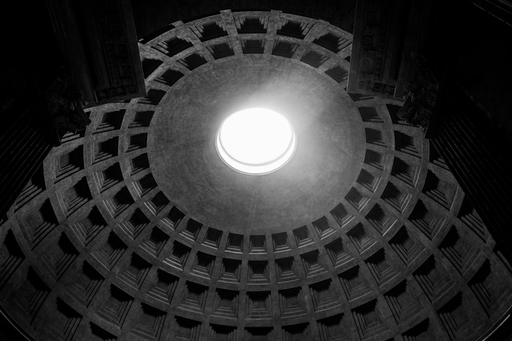 a round window in the ceiling of a building