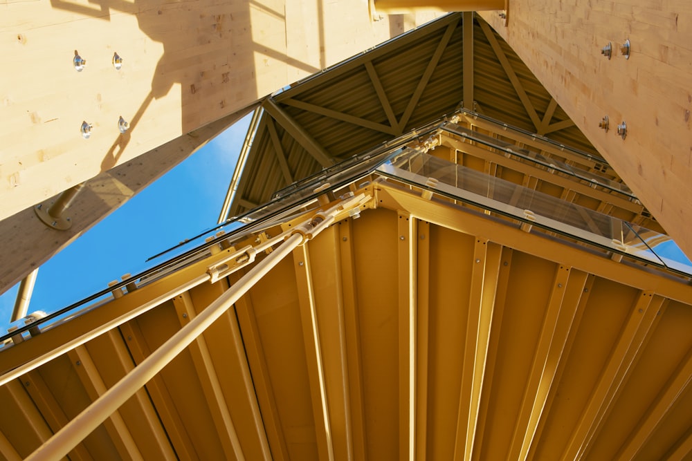 the roof of a building with a skylight above it