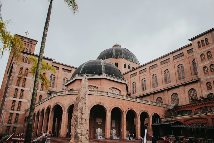 Basílica de Nossa Senhora Aparecida entre palmeiras