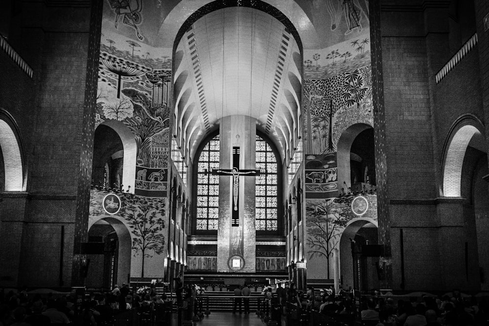 a black and white photo of a church