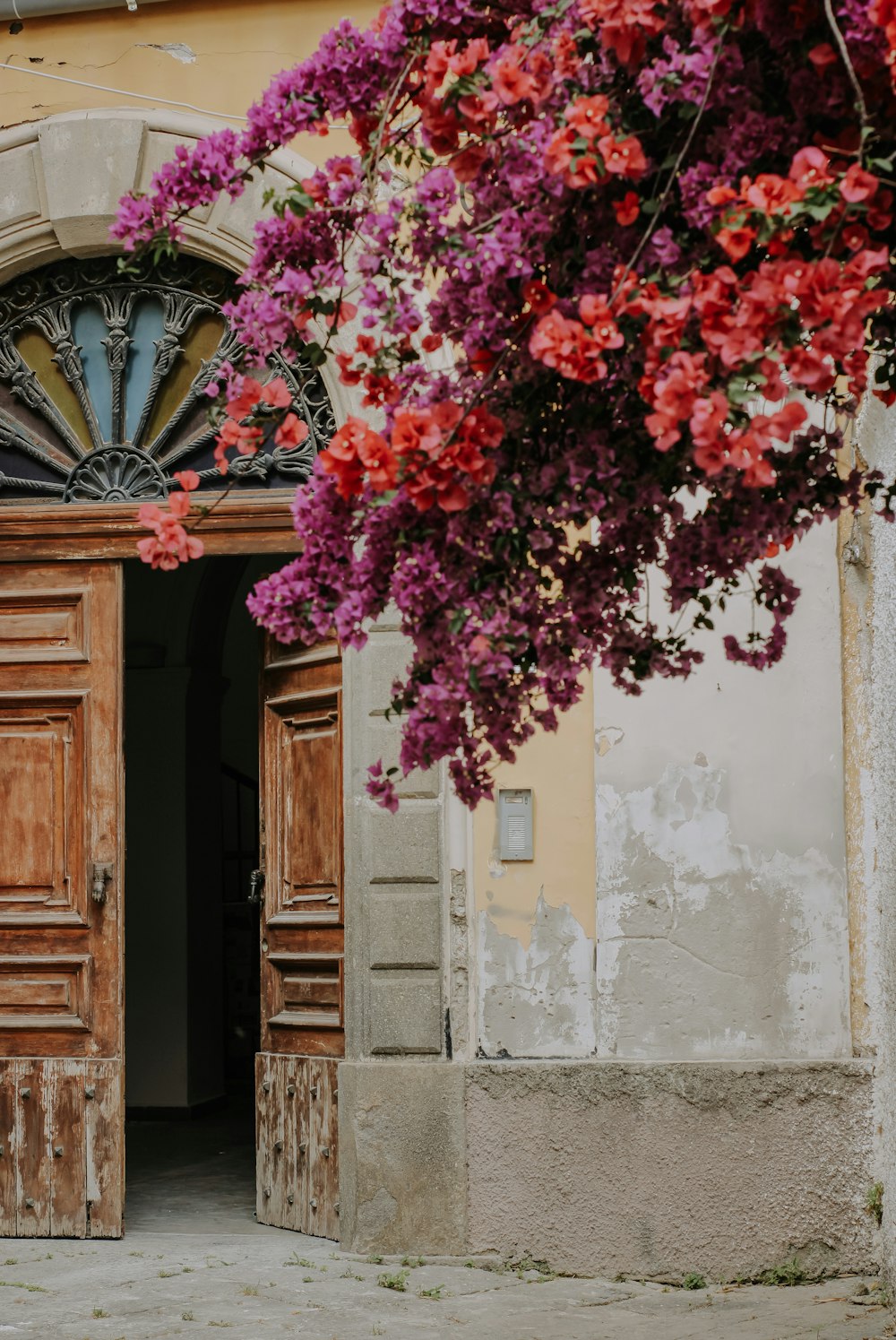 a couple of wooden doors sitting next to each other