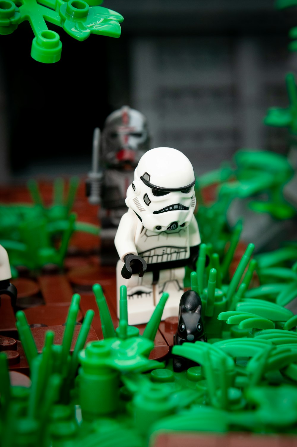 a lego star wars scene with a storm trooper
