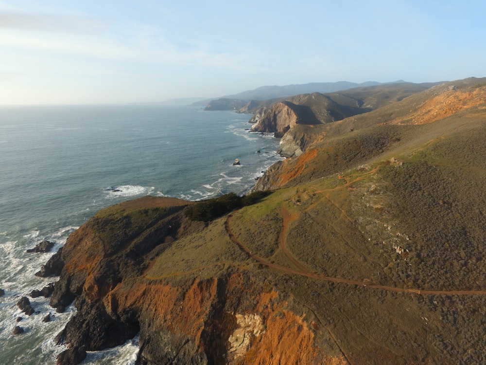 a scenic view of the ocean from a high point of view