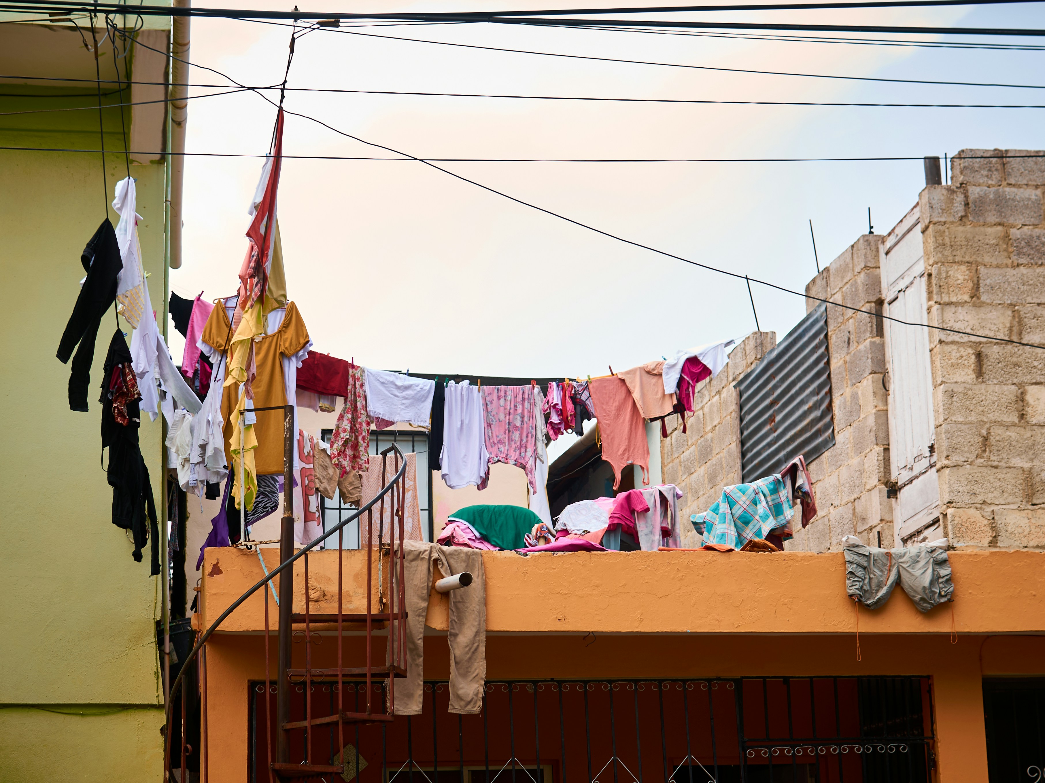 clothes hanging out to dry on a clothes line