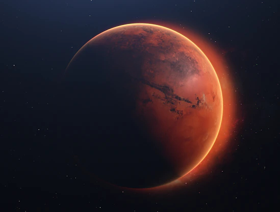 planet Mars with a stars in the background