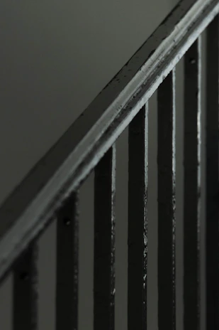 Detailed shot of welded metal structures forming a staircase railing