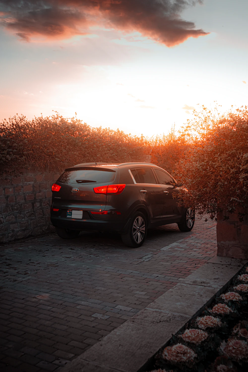 Family SUV parked in a driveway