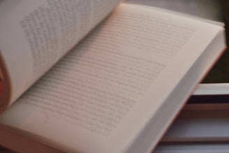 Close-up of a serif font printed page with soft natural light highlighting the text.