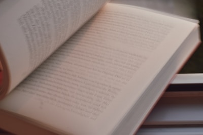 Close-up of a serif font printed page with soft natural light highlighting the text.