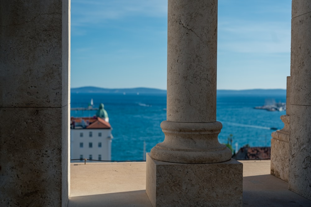 a view of a body of water from a building