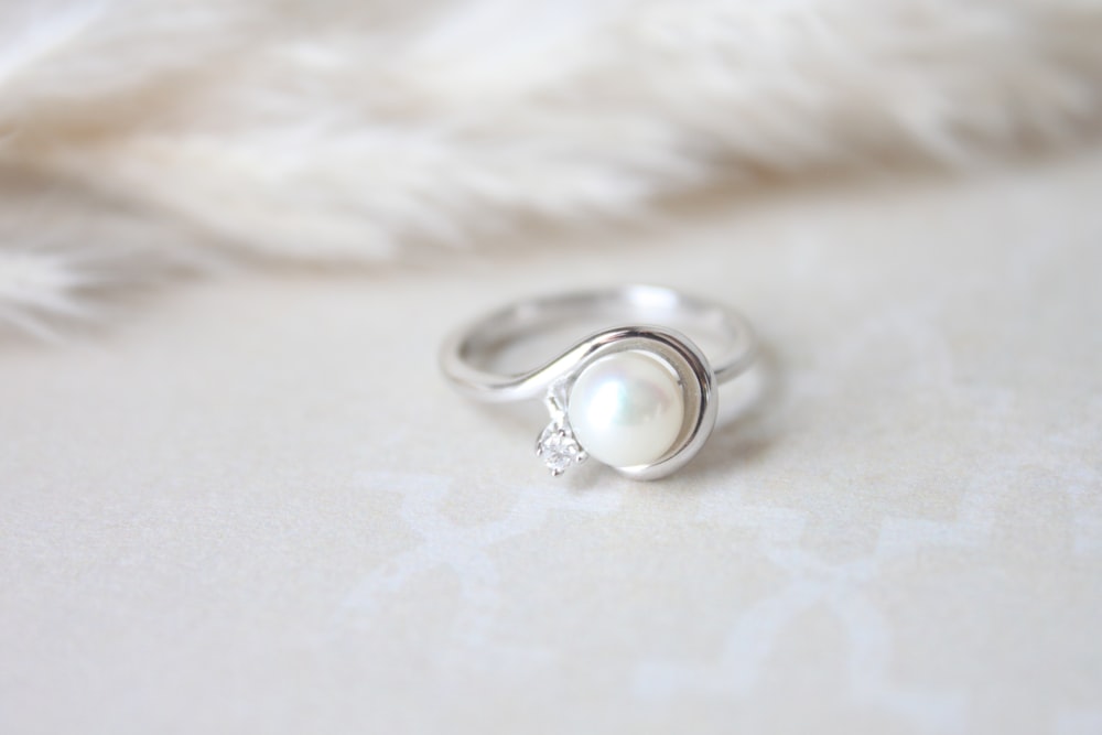 a close up of a ring on a table