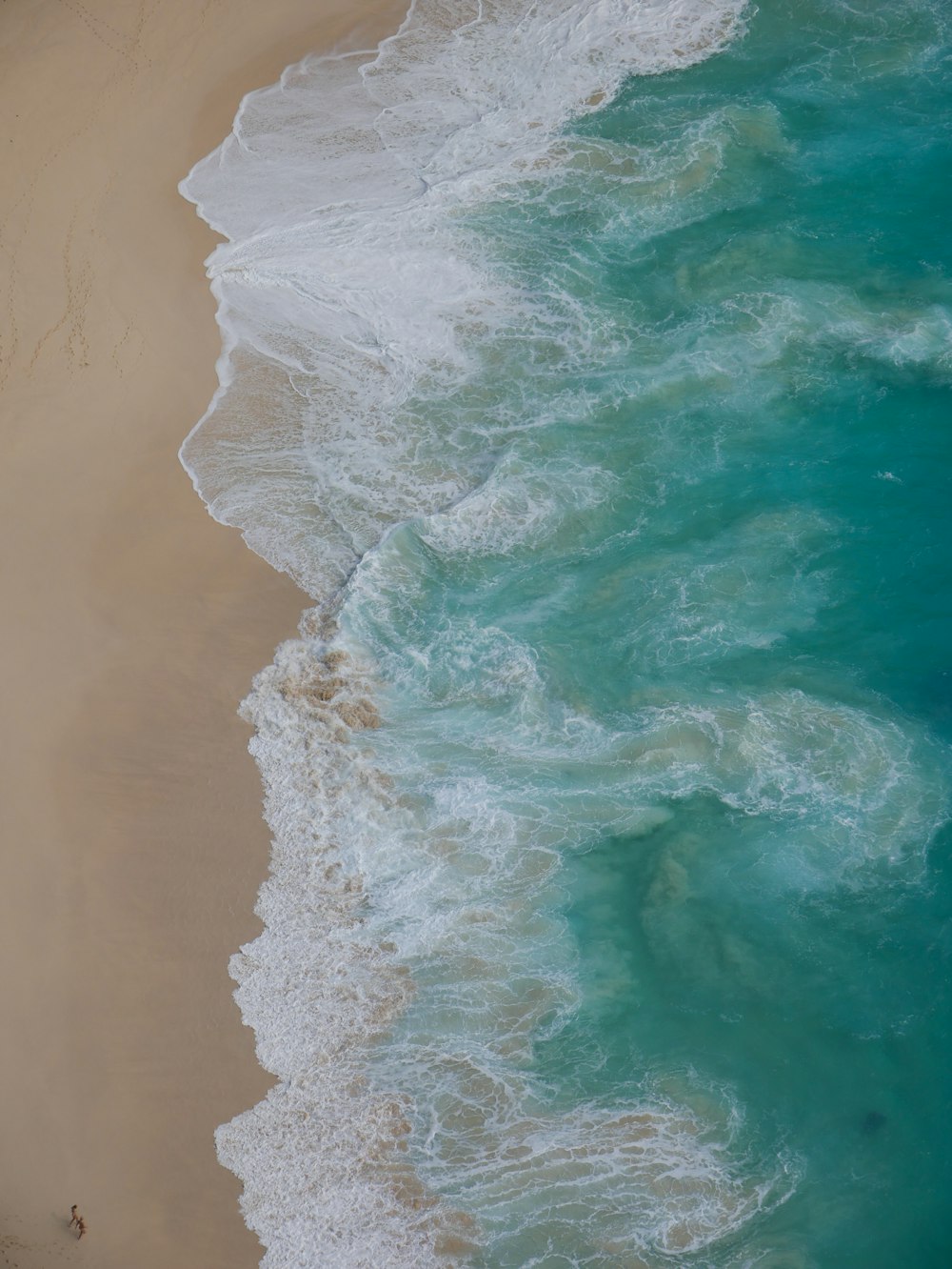 an aerial view of a beach and ocean