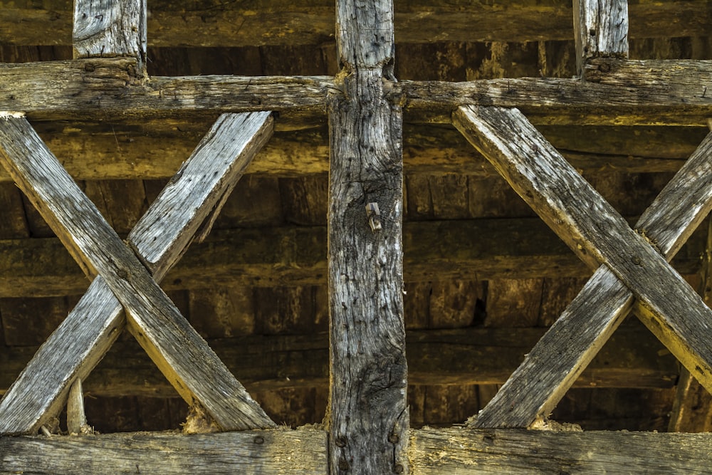 a close up view of a wooden structure