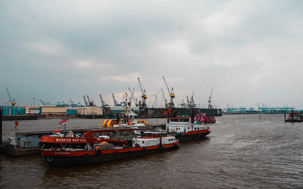 a couple of boats that are sitting in the water