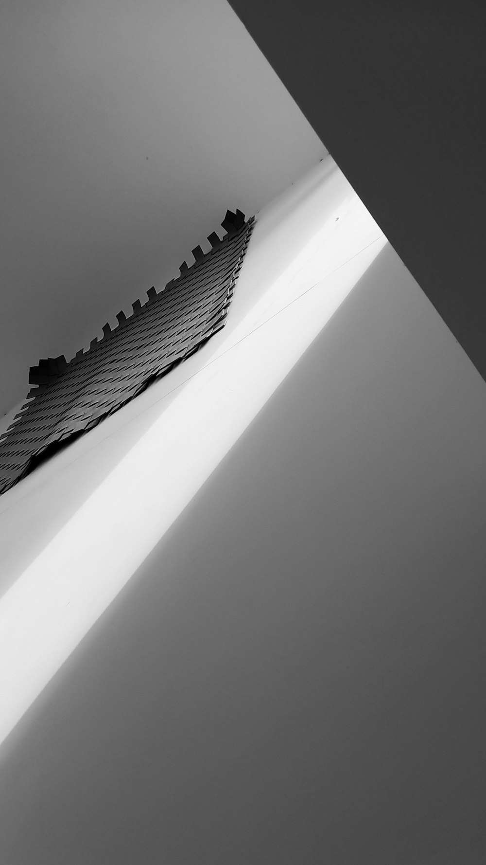 a black and white photo of a roof