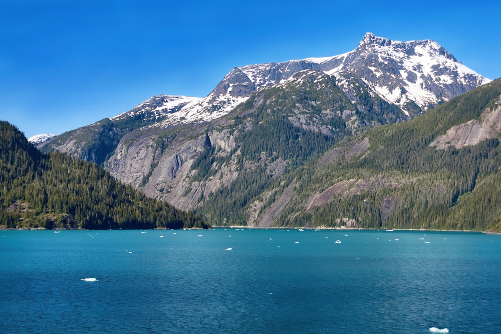 a large body of water surrounded by mountains