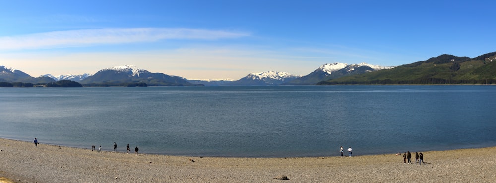 a large body of water surrounded by mountains