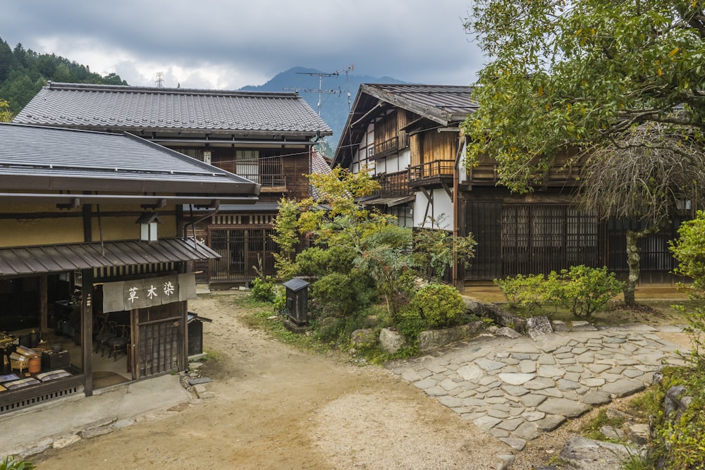 a small village with a lot of trees and buildings