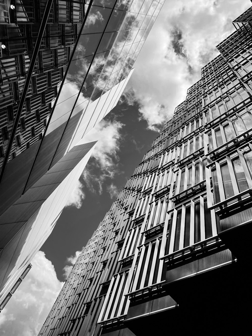 a black and white photo of a tall building