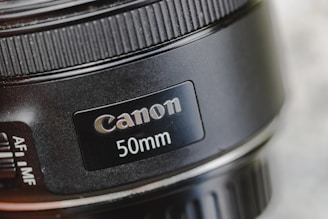 a close up of a camera lens on a table